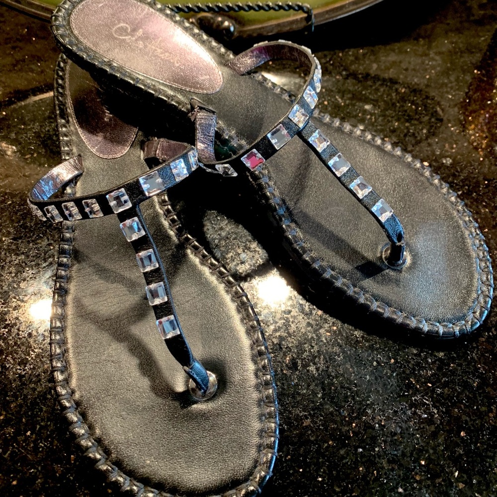 Cole Haan Black Leather Studded Sandals